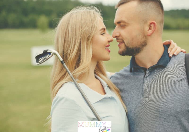Couple playing golf
