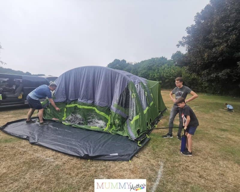Pitching the Coleman Weathermaster 8XL Air Tent with footprint