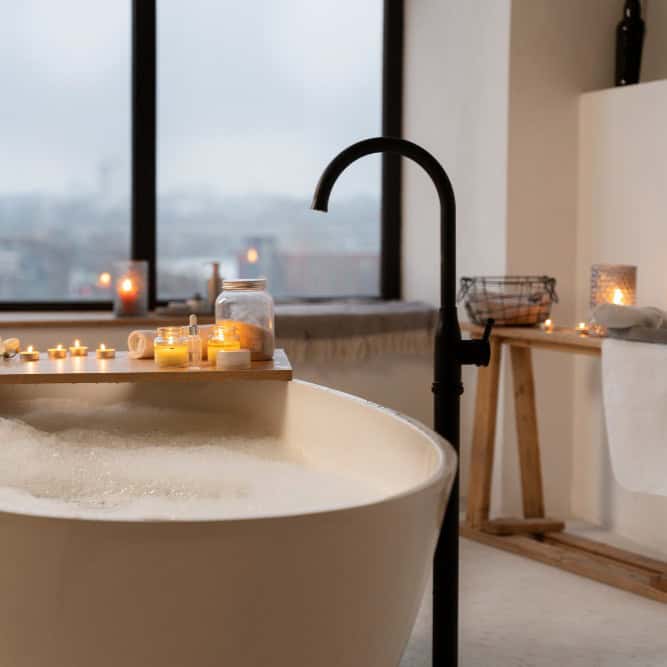 bubble bath with candles