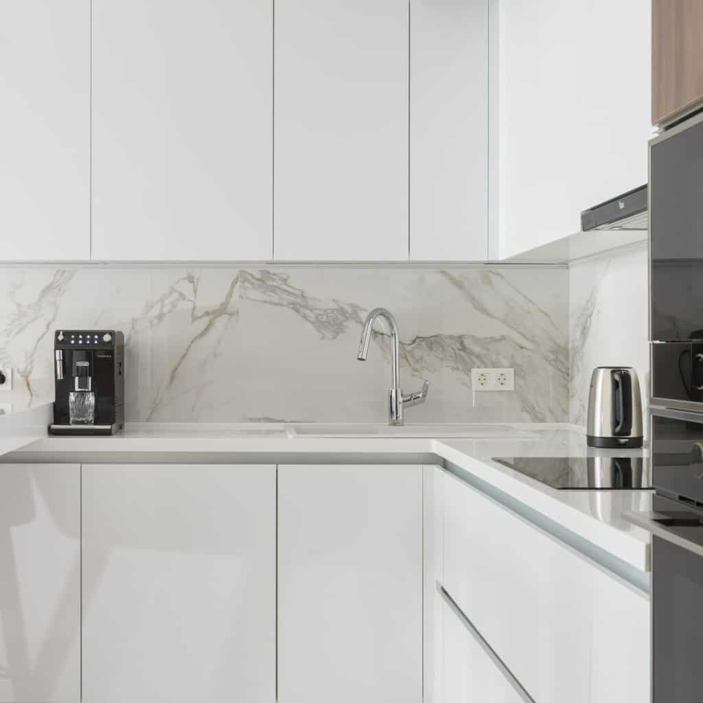 white marble countertop