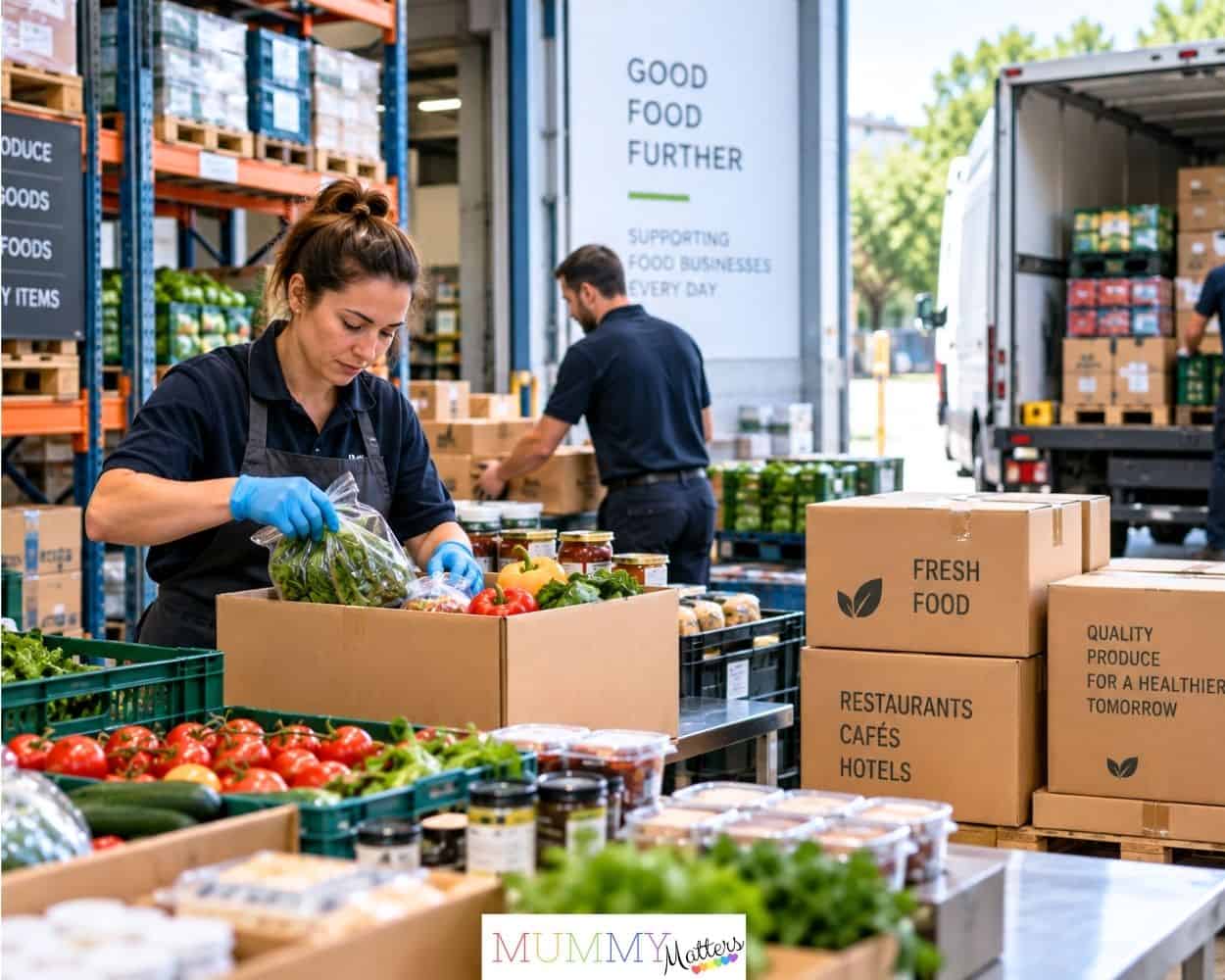 Packaged food prepared for delivery to retailers and food service businesses