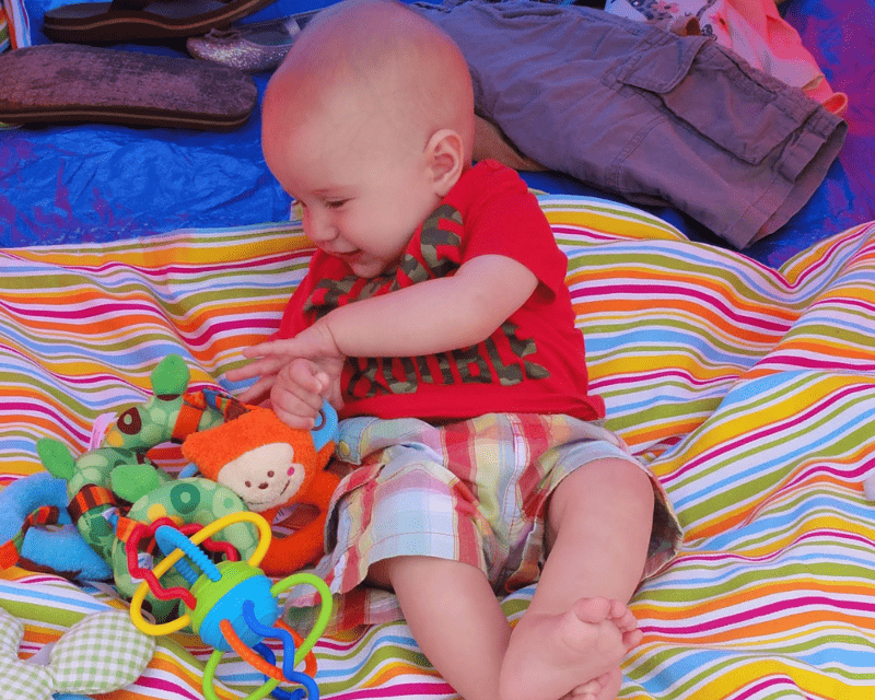 Camping with baby sleeping