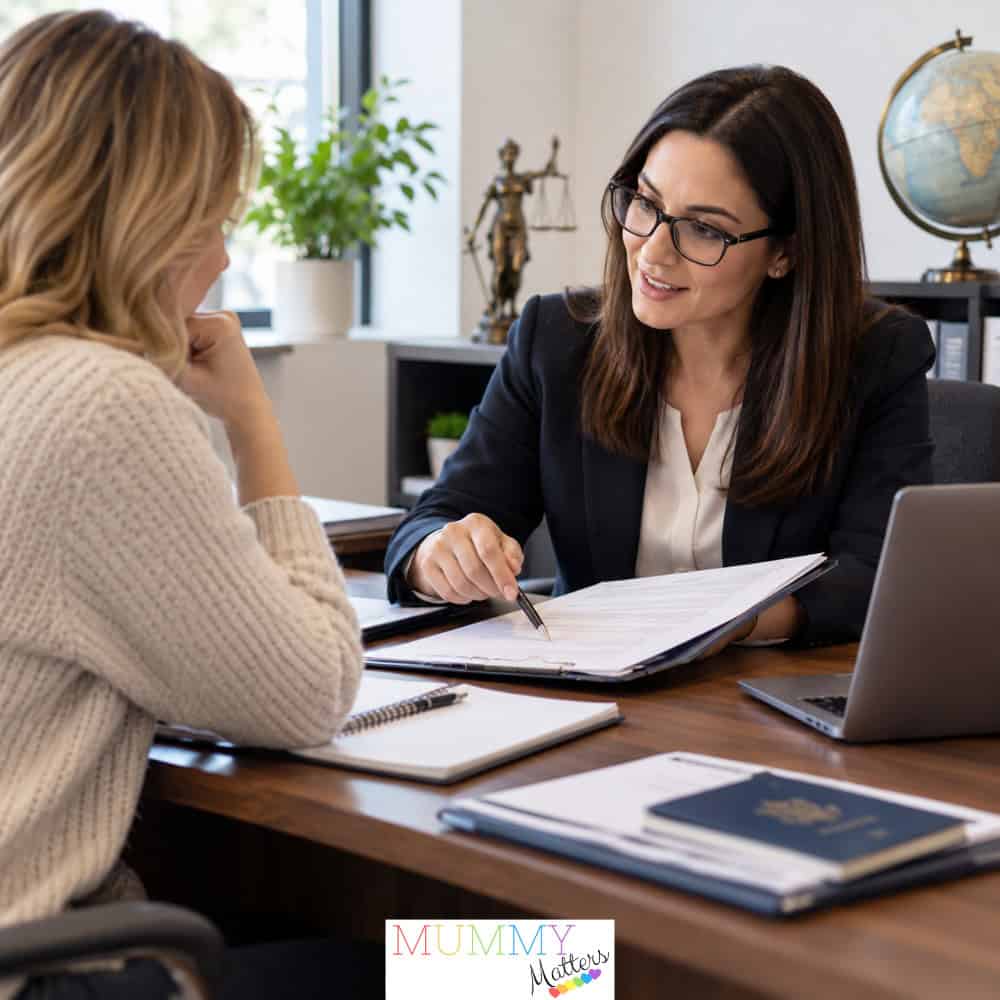 Woman discussing how to choose a US immigration attorney during a legal consultation