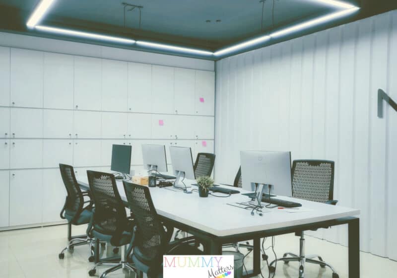 LED Panel lights enhance office lighting. 