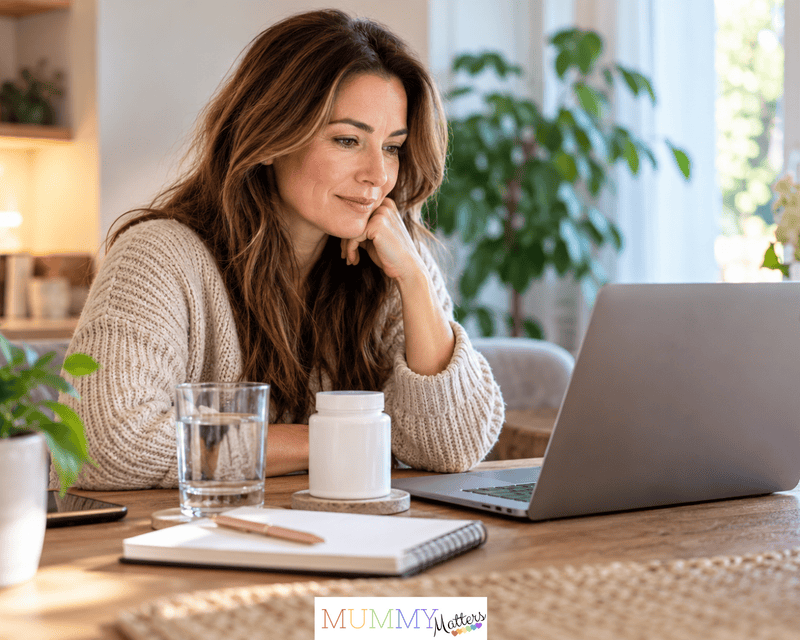 Woman researching inositol for PCOS at home