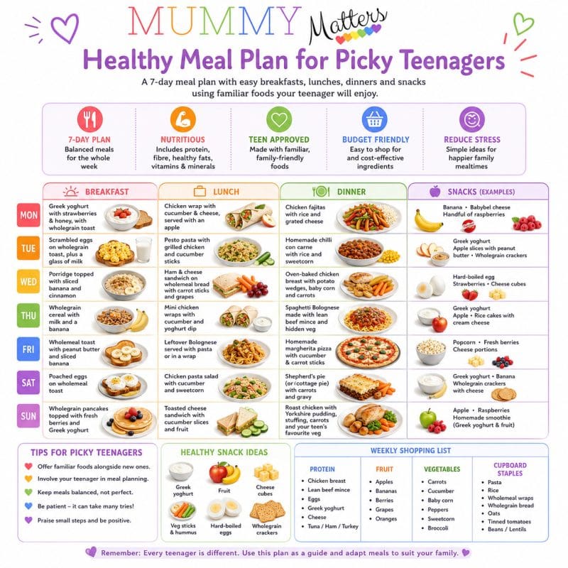 Healthy Meal Plan for Picky Teenagers Infographic
