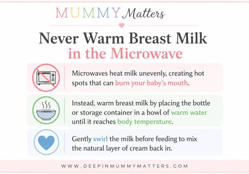 Never warm breast milk in the microwave