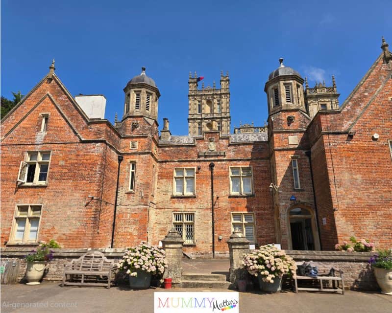 Rear view of Highclere Castle from the courtyard