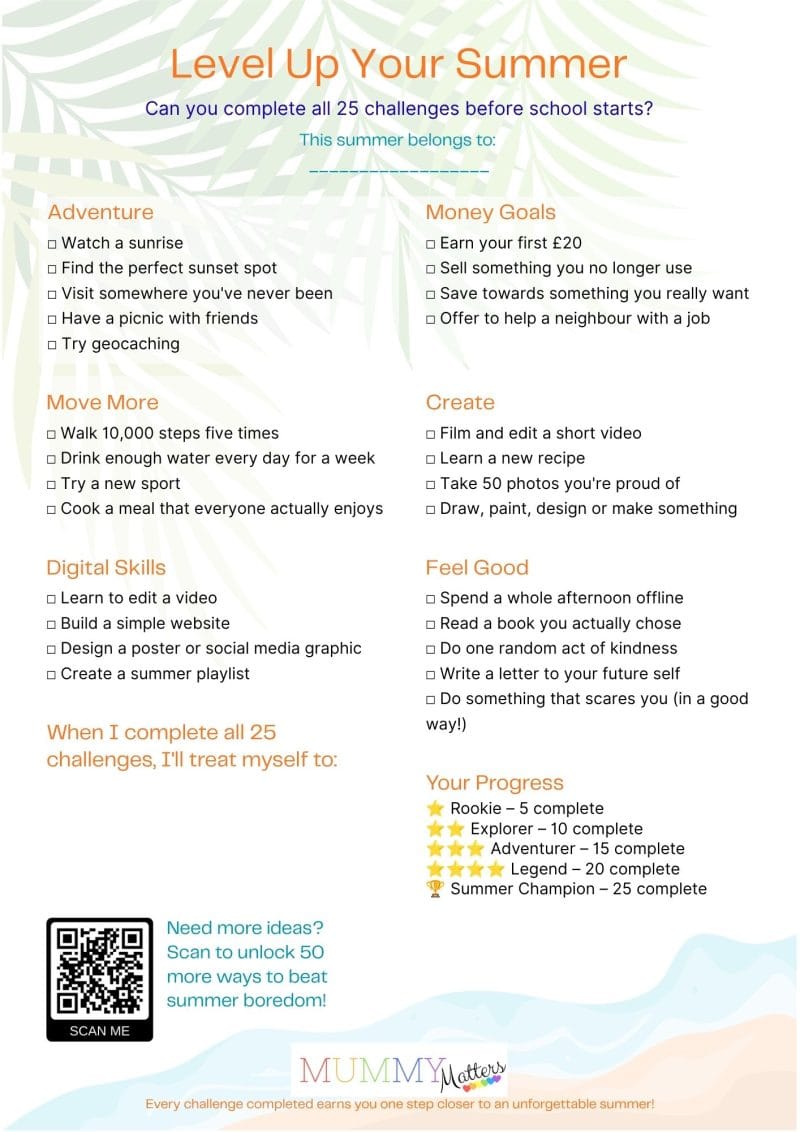 Teen Summer Bucket List 25 Challenges 3