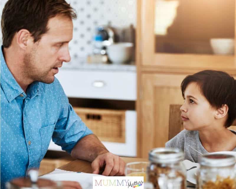 Father and son talking