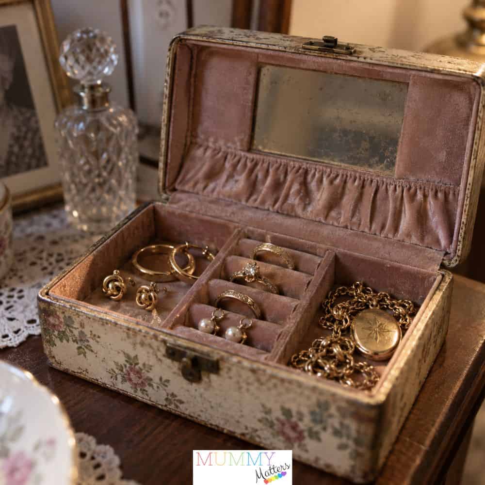 Old jewelry in an old jewelry box