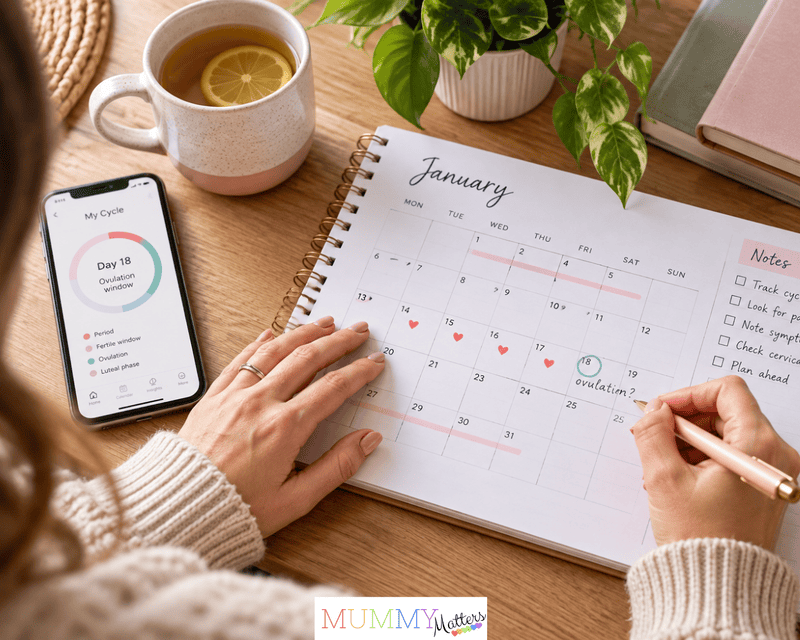 Woman tracking her menstrual cycle and ovulation before trying to conceive