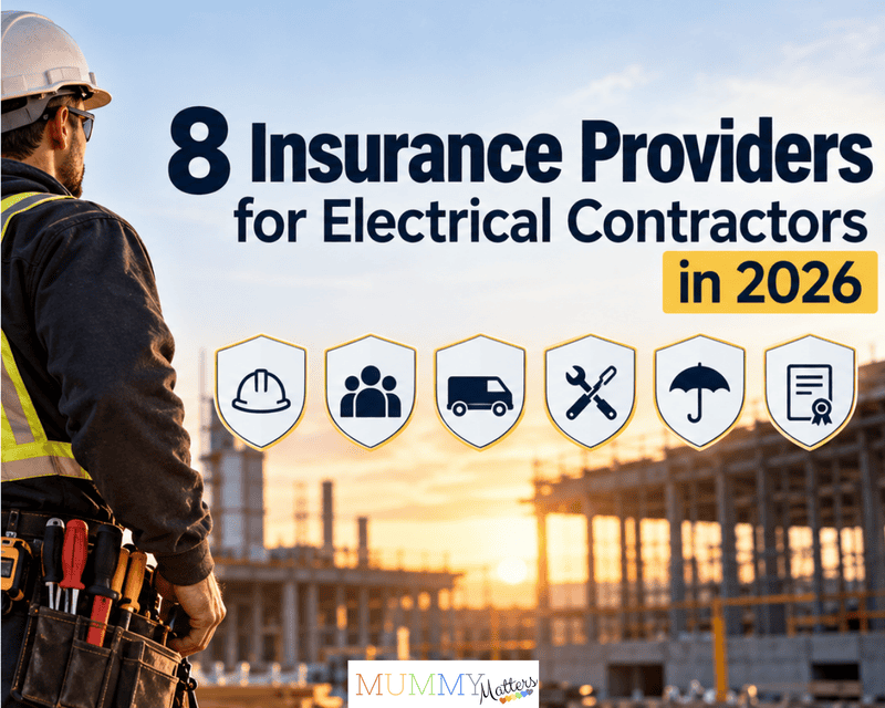 Electrician standing beside a work van at a construction site, illustrating eight electrical contractor insurance providers in 2026.