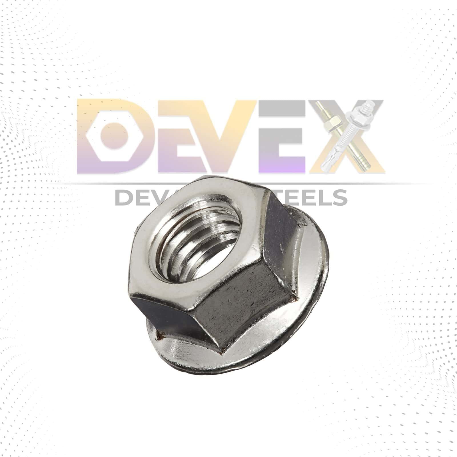 High-quality stainless steel flange nut designed for durable and reliable fastening in industrial and mechanical setups.