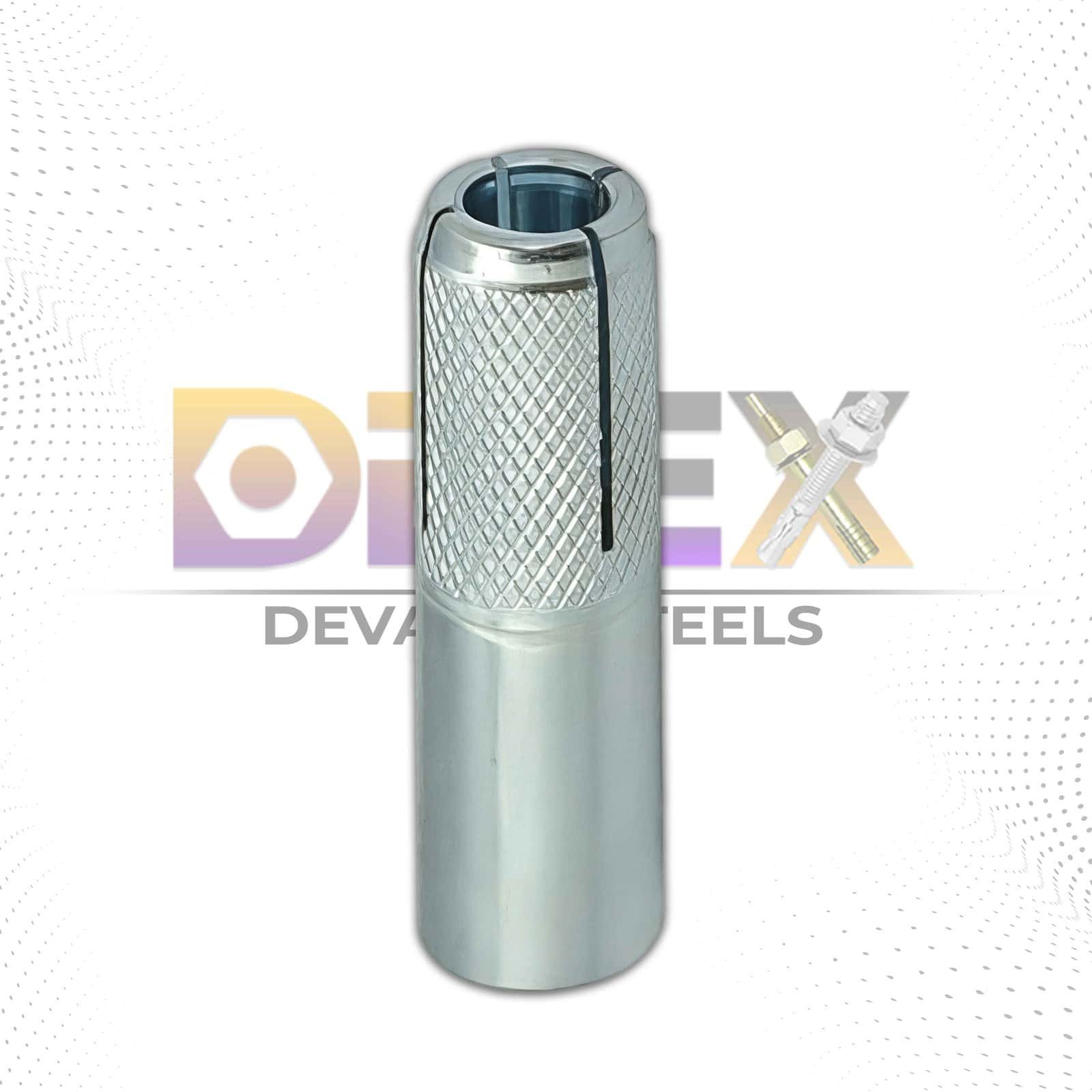 Durable drop-in anchor used in construction for secure fastening in concrete and masonry. Perfect for heavy-duty industrial and building applications.