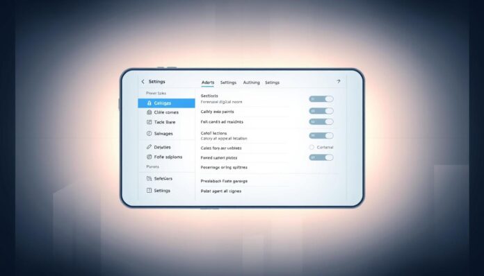 A visually striking, meticulously detailed digital illustration showcasing a comprehensive app settings interface. Centered in the frame, a sleek, minimalist window displays an array of customizable options and controls, backlit by a soft, muted glow. The background features a subtle geometric pattern, adding depth and visual interest. Lighting is carefully balanced, with subtle shadows and highlights accentuating the various UI elements. The overall aesthetic conveys a sense of technological sophistication and parental control, suitable for guiding users through the complexities of digital supervision.