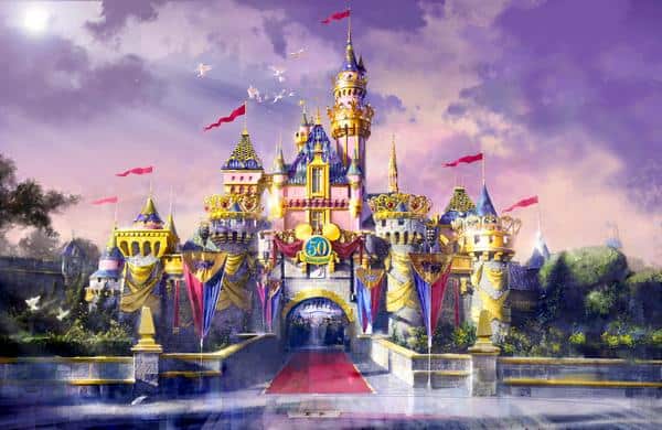A painting of disneyland's cinderella castle.