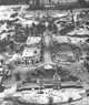 Aerial view of Main Street, U.S.A. taking shape in the 1950s, showcasing the birth of iconic Disneyland magic.