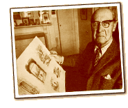 Imagineers-style storyteller in glasses reviews Winnie the Pooh sketches, surrounded by warm light like a Disney park tribute.