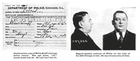 A mock police record card and numbered mugshots showing a Disney adventurer in side and front view, ready for a themed exhibit.