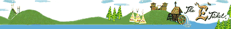 Scenic cartoon hills, trees, teepees, and playful wooden structures surround “The Field” logo for a whimsical park adventure.