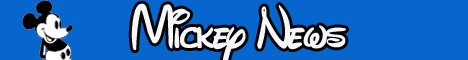 Mickey Mouse appears beside "Mickey News" and Site Contributors, all on a cheerful blue background, evoking Disney magic.