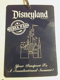 Disneyland media pass featuring the iconic Sleeping Beauty Castle and "Your Passport To A Soundsational Summer!" slogan.