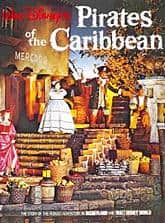 Pirates mingle with lively townsfolk at a marketplace in this classic Disneyland Pirates of the Caribbean attraction poster.