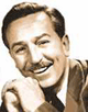Vintage-style portrait of Walt Disney, smiling in a suit with a mustache, resting his chin on his hand.