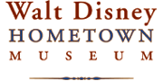 Walt Disney Hometown Museum logo with playful brown and blue lettering on white, capturing the spirit of Disney magic and fun.