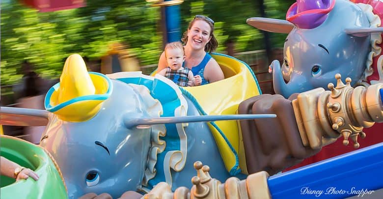 Woman baby Dumbo Ride