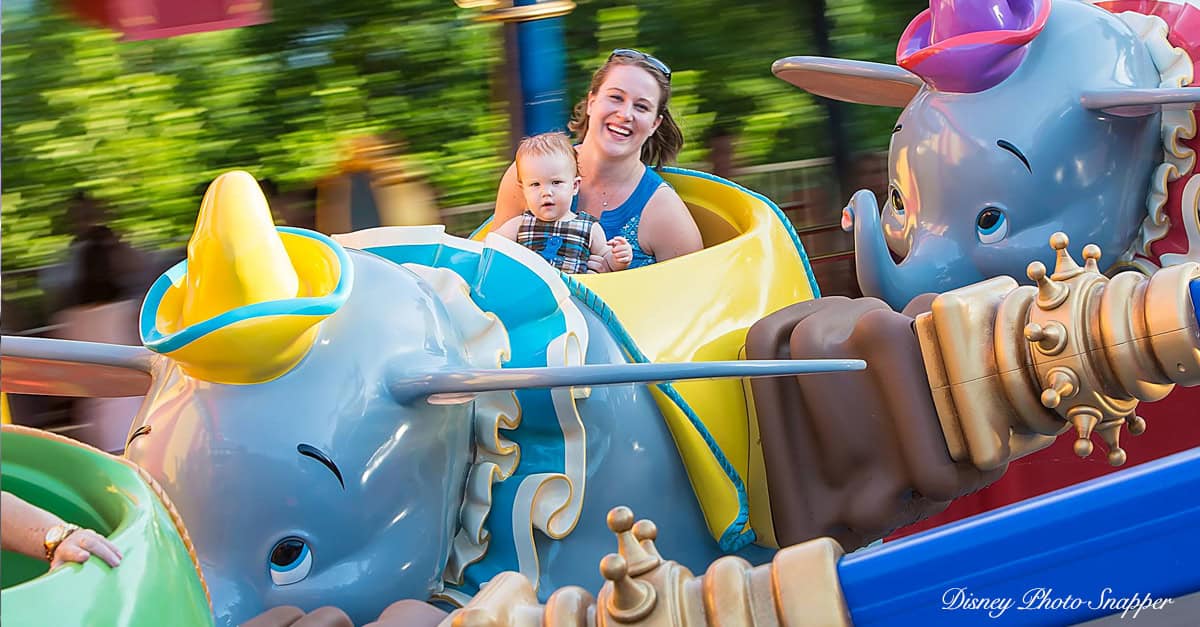 Woman baby Dumbo Ride