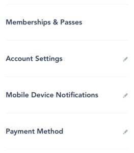 Disneyland app menu: Memberships & Passes, Account Settings, Notifications, Payment Method, plus easy Mobile Ordering.