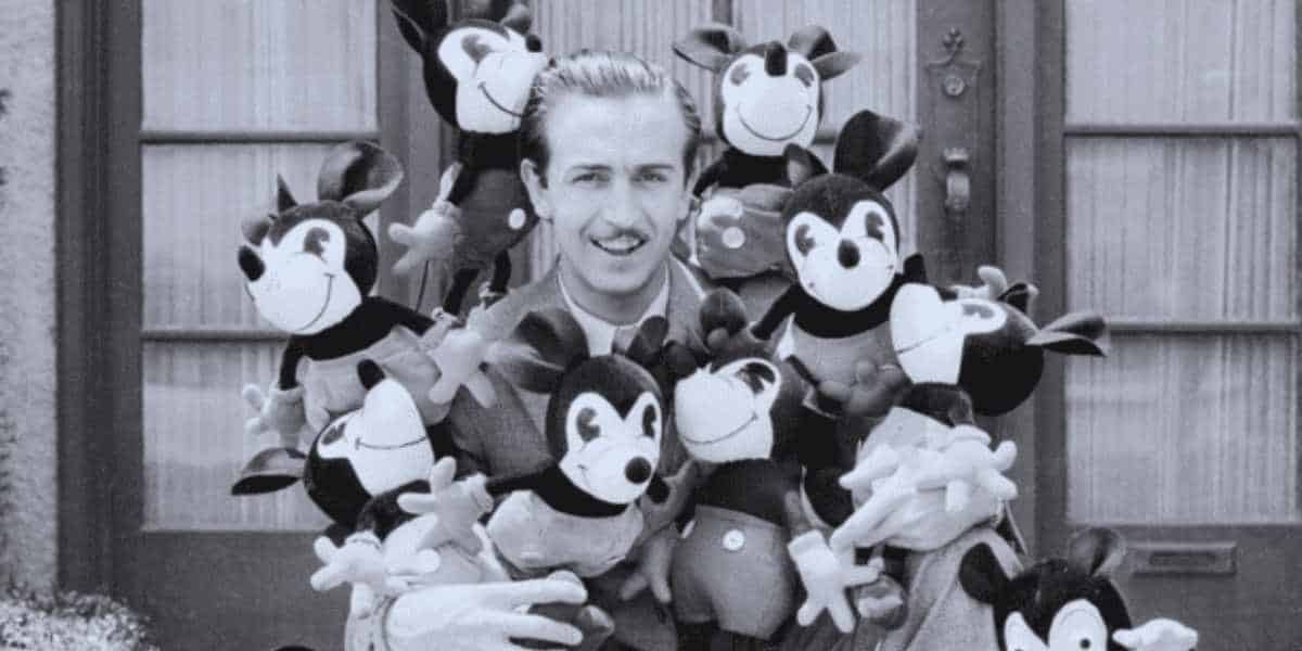 Walt Disney with Mickey dolls