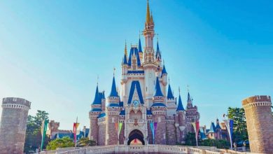 Cinderella Castle at Walt Disney World, shining under blue skies with vibrant flags, continues to dazzle guests into 2026.