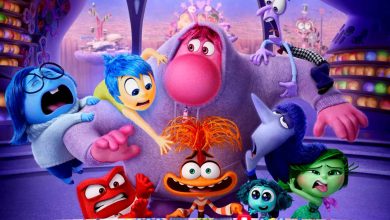 Joy, Sadness, Anger, Fear, and Disgust from Inside Out welcome guests in the vibrant control room of Riley’s mind.