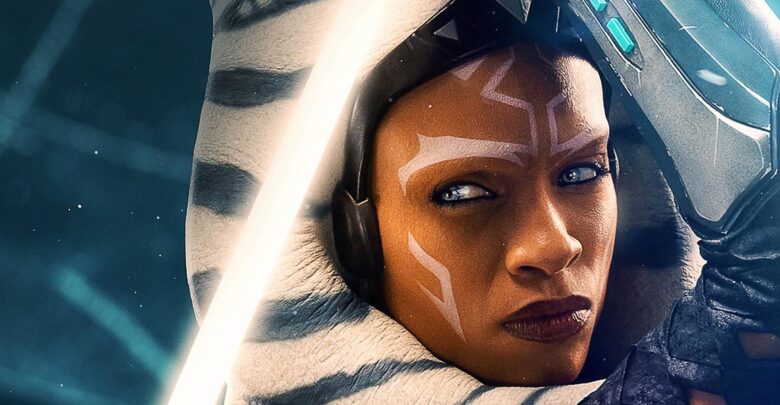 Ahsoka Tano ignites her white lightsaber in the Star Wars: Ahsoka Disney+ poster, ahead of the August 23 streaming debut.