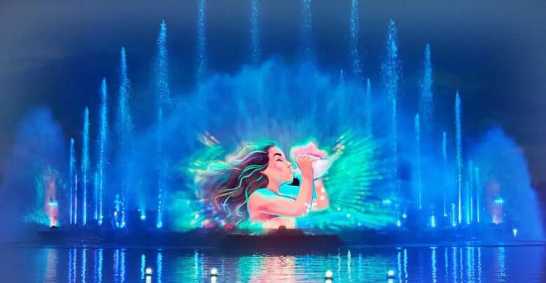 Moana scene of Disney Cascade of Lights