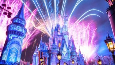 Fireworks exploding over Cinderella Castle at Magic Kingdom.