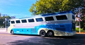 A Magical Express bus at Walt Disney World Resort.