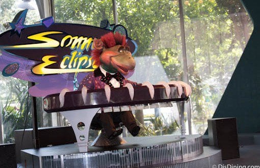 Sonny Eclipse, the audio-animatronic alien, performs for guests inside Cosmic Ray’s Starlight Café at Walt Disney World.