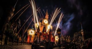 Dazzling fireworks burst above Cinderella Castle at Walt Disney World, turning the park into an epic nighttime spectacle for all fans.