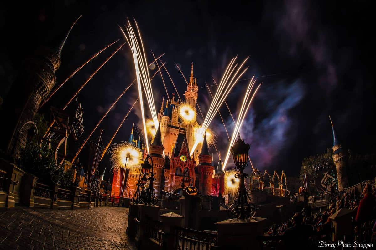Dazzling fireworks burst above Cinderella Castle at Walt Disney World, turning the park into an epic nighttime spectacle for all fans.