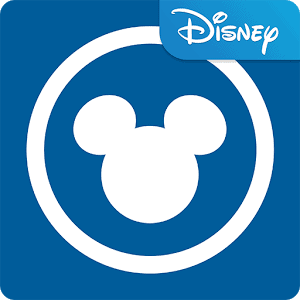 Mickey Mouse head silhouette in a white circle on blue, Disney logo in corner—iconic look for My Disney Experience at Disney World.