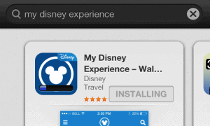 The Disney app begins its magical install, with a progress bar sparkling in the app store search results.