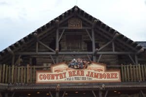 Grizzly Hall at Magic Kingdom displays the Country Bear Jamboree sign, inviting guests to this classic Disney entertainment gem.