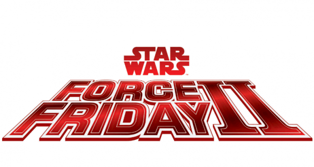 Star Wars Force Friday II logo in bold red and white on white, highlighting the exclusive Disney World merchandise celebration.