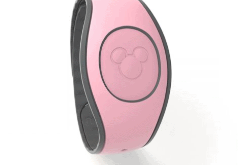Pink MagicBand 2 from Walt Disney World featuring the iconic Mickey Mouse silhouette, perfect for Disney fans and visitors.