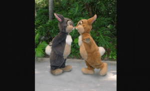 Meeting classic Easter Bunnies along a lush, leafy path, just like magical springtime encounters at Walt Disney World.