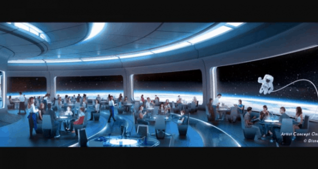 Space 220 at Epcot: diners enjoy cosmic views as an astronaut floats outside the window in this immersive Disney World eatery.